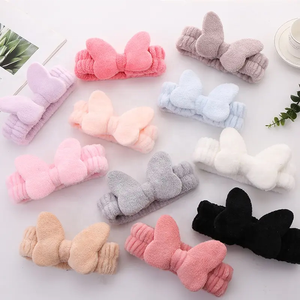 Turban en dentelle polaire doux avec nœud personnalisé Bandeaux bandeaux de douche avec nœud maquillage pour le lavage du visage - Product Image 4