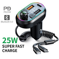 Le dernier modulateur de voiture câble de charge deux en un transmetteur USB Bluetooth double port de charge 5V3.1A/1A transmetteur FM PD 25 W