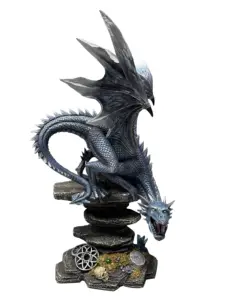 Design clássico venda quente resina dragão estatueta cristal tesouros dragão com caveira alta qualidade decoração