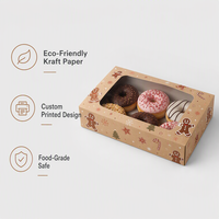 Boîte personnalisée en carton avec fenêtre transparente pour desserts de Noël, donuts et tartelettes aux œufs, vente en gros