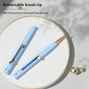 Nouveau design breveté – Pinceau de nail art professionnel à manche rétractable en acrylique bleu et poils synthétiques pour la peinture sur gel et le design de vernis. - Product Image 4