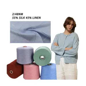 Fornecedor 2/48NM55% Mulberry Silk 45% linho misturado com tricô e fio de seda máquina para fazer fios de seda