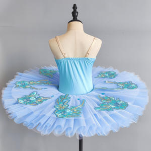 Tutú de Ballet Profesional para Niñas, Estilo Cisne Pequeño, Color Azul Agua, Tutú Tipo Pancake Económico para Presentaciones y Espectáculos de Ballet - Product Image 3