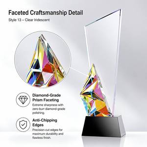 Trophée en cristal coloré créatif, personnalisé, haut de gamme, à facettes géométriques, récompense pour employé exceptionnel, réunion annuelle, honneur d'entreprise - Product Image 2