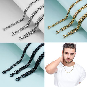 Collar de cadena cubana de acero inoxidable para hombre, diseño geométrico de 3, 5 y 7 mm de grosor, para ocasiones de regalo BD1068 - Product Image 1