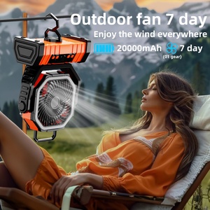Nouveau ventilateur solaire de camping rechargeable par USB 20000 mAh avec lumières LED, oscillation automatique, pour tente extérieure et utilisation en voiture, en plastique, modèle 2025 - Product Image 2