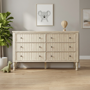 Commode à 6 tiroirs en bois massif Alphine, meuble de rangement moderne pour enfants, chambre à coucher, salon, bébé, adolescent, bois naturel - Product Image 2
