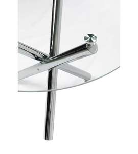 طاولة غرفة مستديرة لـ 4-6 أشخاص من الزجاج المقسى الحديث قاعدة فضية متينة لأرجل الكروم لغرفة المعيشة وغرفة الطعام - Product Image 4