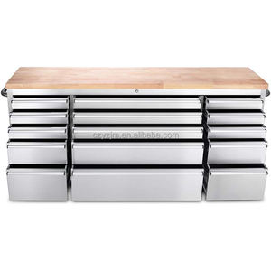 Offre Spéciale : Établi de <span class=keywords><strong>Garage</strong></span> Personnalisé de 72 Pouces avec 15 Tiroirs, Plateau en Bois, Boîte à Outils Roulante et Roues Robustes en Acier Inoxydable - Product Image 3