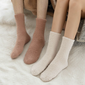 HY-2003 Solid Color Female <strong>Socks</strong> Winter <strong>Fuzzy</strong> <strong>Socks</strong> Indoor Floor Thick Coral Fleece <strong>Warm</strong> <strong>Socks</strong> - Product Image 3
