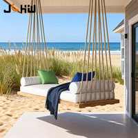 Lit de repos suspendu en teck de luxe pour l'extérieur, hamac suspendu en bois, canapé suspendu moderne, mobilier de jardin, balançoire suspendue détachable