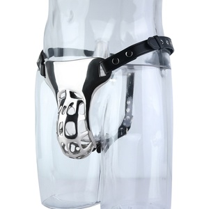 Metal Chastity Cage <b>Belt</b> for Men, Breathable Stainless Steel Design with Adjustable Waist Straps - Product Image 3