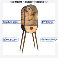 Cage à oiseaux de qualité supérieure pour perroquets avec options de décoration intérieure DIY ; Construction en acier inoxydable et bois massif ; pour petits oiseaux