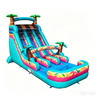 Toboggan aquatique gonflable géant commercial avec piscine, toboggan aquatique gonflable en PVC pour location de fête, événement en plein air