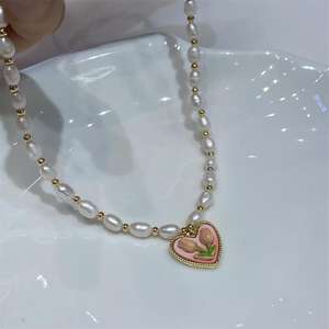 Collar de Perlas de Agua Dulce de Lujo Zhuji Zhizhen, Nuevo Estilo de Lujo Ligero, Collar con Diseño de Tulipán, Amor y Fuerza, Proveedor Directo - Product Image 1