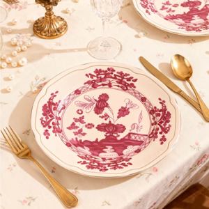 Hot Sale Luxurious Floral Design Vintage Style Plates with Gold Rim in Bone China <b>for</b> Wedding Decoration <b>Dinnerware</b> <b>Sets</b> - Product Image 6