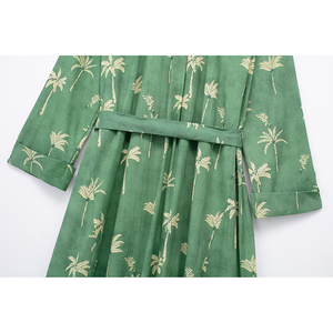Abbigliamento donna personalizzato all'ingrosso <span class=keywords><strong>nuova</strong></span> <span class=keywords><strong>serie</strong></span> temperamento abito con stampa floreale girocollo a maniche lunghe abiti Midi - Product Image 4