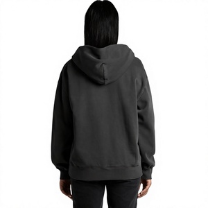 Hoodie oversize en tricot d'hiver pour femme avec épaules tombantes, 100% coton, tissu épais, manches longues, motif uni, style décontracté - Product Image 3