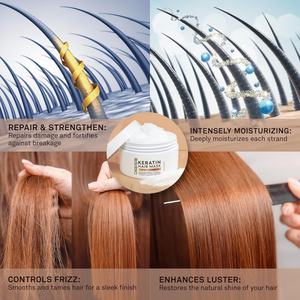 Crema Reparadora para Cabello Seco y Dañado, Hidratante, Suavizante, Acondicionador Profundo, Mascarilla de Tratamiento Capilar con Keratina - Product Image 3