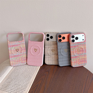 Funda Magnética para Teléfono Móvil con Diseño de Arcoíris Tejido para iPhone 17 16 15 Pro Max, Tela Colorida, a la Moda, Resistente a Impactos, Cubierta Trasera Resistente - Product Image 1