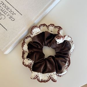 High-quality French Lace Silk Fabric Scrunchies in Multi Colors for Women-<b>Sweet</b> Ballet Hair Accessories - Product Image 4