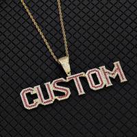 Collier VEROMCA plaqué or, style hip-hop, avec pendentif DIY en zircon, lettres et chiffres, personnalisable, pour hommes et femmes