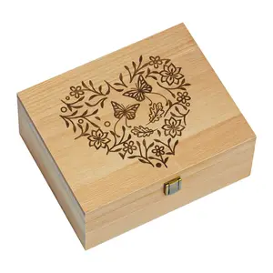 Caixa de memória decorativa borboleta, caixa de memória para lembrança de coração