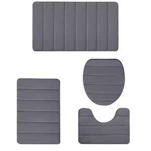 Ensemble de 4 tapis de salle de bain en polaire corail douce, antidérapant, épais et moelleux, avec couvre-couvercle de toilette en forme de U, idéal pour la maison et l'hôtel - Product Image 3