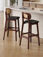 Tabouret de bar moderne et minimaliste en bois massif pour usage domestique, tabouret haut pour comptoir de bar, îlot de cuisine, chaise haute avec dossier, tabouret de bar pour réception