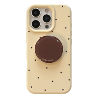 Coque de téléphone portable antichoc avec anneau de support, motif à pois style Ins, design peint, compatible avec iPhone 16/15 Pro Max/13