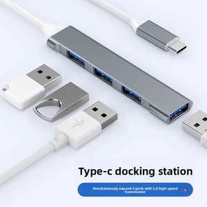 Station d'accueil Type C <span class=keywords><strong>4</strong></span> en 1 de haute qualité avec USB 2.0 + USB 3.0 et hub USB <span class=keywords><strong>4</strong></span> ports, câble de 30 cm pour ordinateur portable - Product Image 3