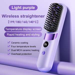 Fast Heating Cordless Hair Straightener Comb Travel <strong>Smooth</strong> Hair Portable Mini Straightening <strong>Brush</strong> - Product Image 2