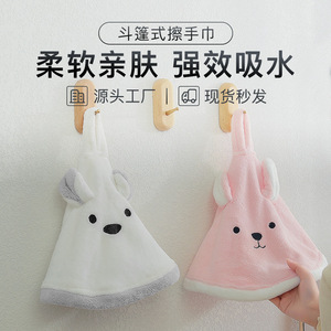 Coral Fleece <b>Hand</b> <b>Towel</b> Cartoon Design Soft Absorbent <b>Kitchen</b> Bathroom Use - Product Image 1