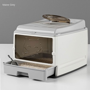 Cajón de arena para gatos de doble puerta completamente cerrado de gran tamaño, eliminación de residuos de mascotas ecológica, sin preocupaciones, a prueba de olores, fugas laterales - Product Image 6