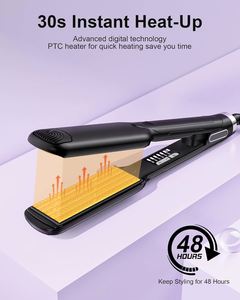 Lisseur à cheveux électrique professionnel en titane, écran tactile LCD, réglage de la température, vente en gros, marque privée - Product Image 2