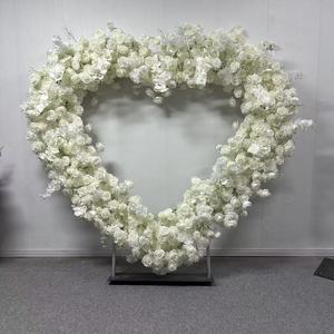 T-HFA090 Vente en gros Arche de fleurs en forme de cœur 3D Arche de fleurs de fond de scène Arche de fleurs artificielle Décoration pour décoration de mariage - Product Image 2