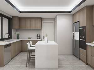 Mueble de Cocina Colgante de Diseño Simple con Acabado en Melamina con Aspecto de Madera, Construcción de Madera Contrachapada y Protector Contra Salpicaduras - Product Image 5