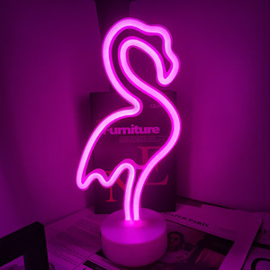 Neon Pink Flamingo <b>LED</b> <b>Night</b> <b>Light</b> Battery Powered Eco-friendly Plastic Gift for Kids Girls Room Desk Decor - Product Image 1
