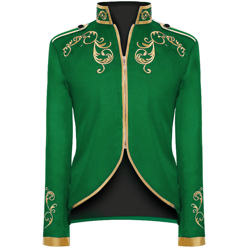 Veste Blazer Homme Gothique Jacquard Prince – Costume Palais Européen Brodé Or, Slim Fit, Style Rétro Carnaval Cosplay