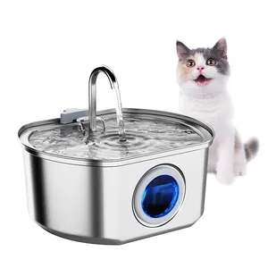 Pompa minum hewan peliharaan otomatis, pompa air mancur kucing baja tahan karat, pompa ultra-senyap 3l