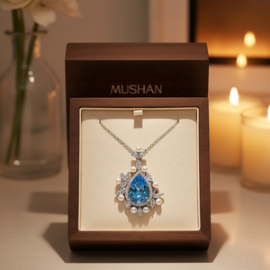 <span class=keywords><strong>Collana</strong></span> <span class=keywords><strong>con</strong></span> Pendente MUSHAN in Argento Sterling 925, a Forma di Goccia 11*15 <span class=keywords><strong>con</strong></span> <span class=keywords><strong>Acquamarina</strong></span> e Zaffiro Blu, Gioielli per Donne - Product Image 3