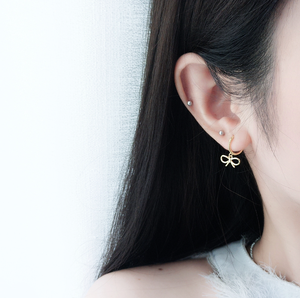 Aretes CANNER Sweet Bowknot Huggies, Aretes de Aro con Nudo de Mariposa en Plata de Ley 925 para Mujer, Regalos de Joyería para Aniversario - Product Image 4
