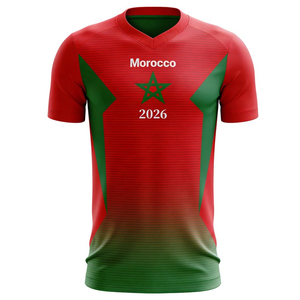 Maglia Sportiva del Marocco 2026 – Maglietta da Calcio Rossa e Verde con Stella Nazionale - Product Image 1