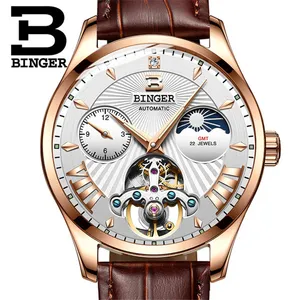 Großhandel taucher armbanduhr-BINGER 1186 Saphir Taucher Armbanduhren Herren uhren Automatische mechanische Luxusmarke
