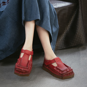 Spring new style <b>pointed</b>-<b>toe</b> platform comfortable business casual big-top shoes casual retro style smooth cowhide women's shoes - Product Image 2