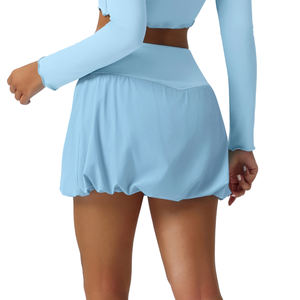 Abito da tennis <span class=keywords><strong>2</strong></span> in 1 ad asciugatura rapida, gonna a campana antiscivolo da yoga con pantaloncini integrati per corsa e fitness - Product Image 5