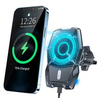 Suporte inteligente de celular qc3.0 15w, suporte para iphone, carregador de ar magnético sem fio para carro