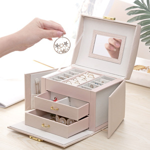 Pu leather velvet jewelry box Box jewelry storage organizer case leather packaging organizer case jewelry storage custom logo