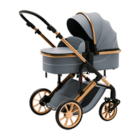 Poussette de luxe haute performance 2-en-1 bidirectionnelle avec amortisseurs, convertible assis-debout, pliable, pour nouveau-né