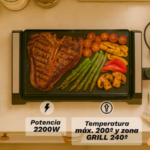 Piastra elettrica Grunkel da 2200W con superficie antiaderente per uso interno ed esterno - Product Image 2